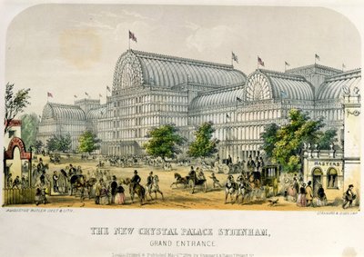 Der neue Kristallpalast Sydenham, Haupteingang, veröffentlicht 1854 von Augustus Butler